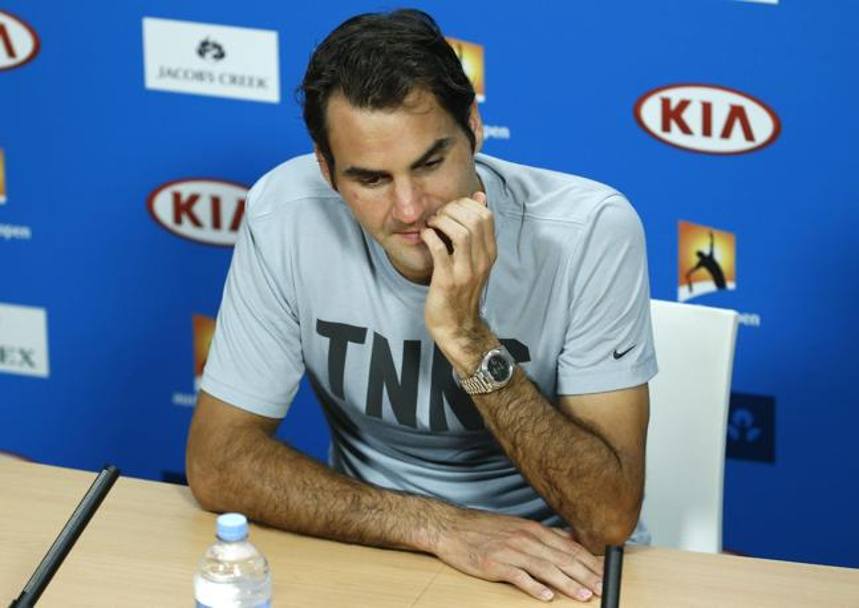 Roger Federer, 17 Slam all’attivo, in conferenza stampa dopo il k.o.